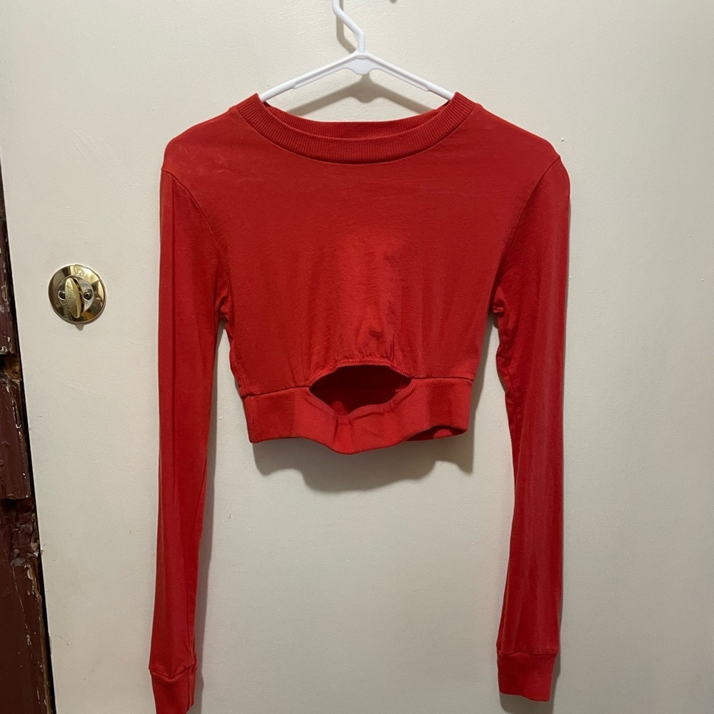 BDG Long Sleeve Croptop with upper midriff peekaboo